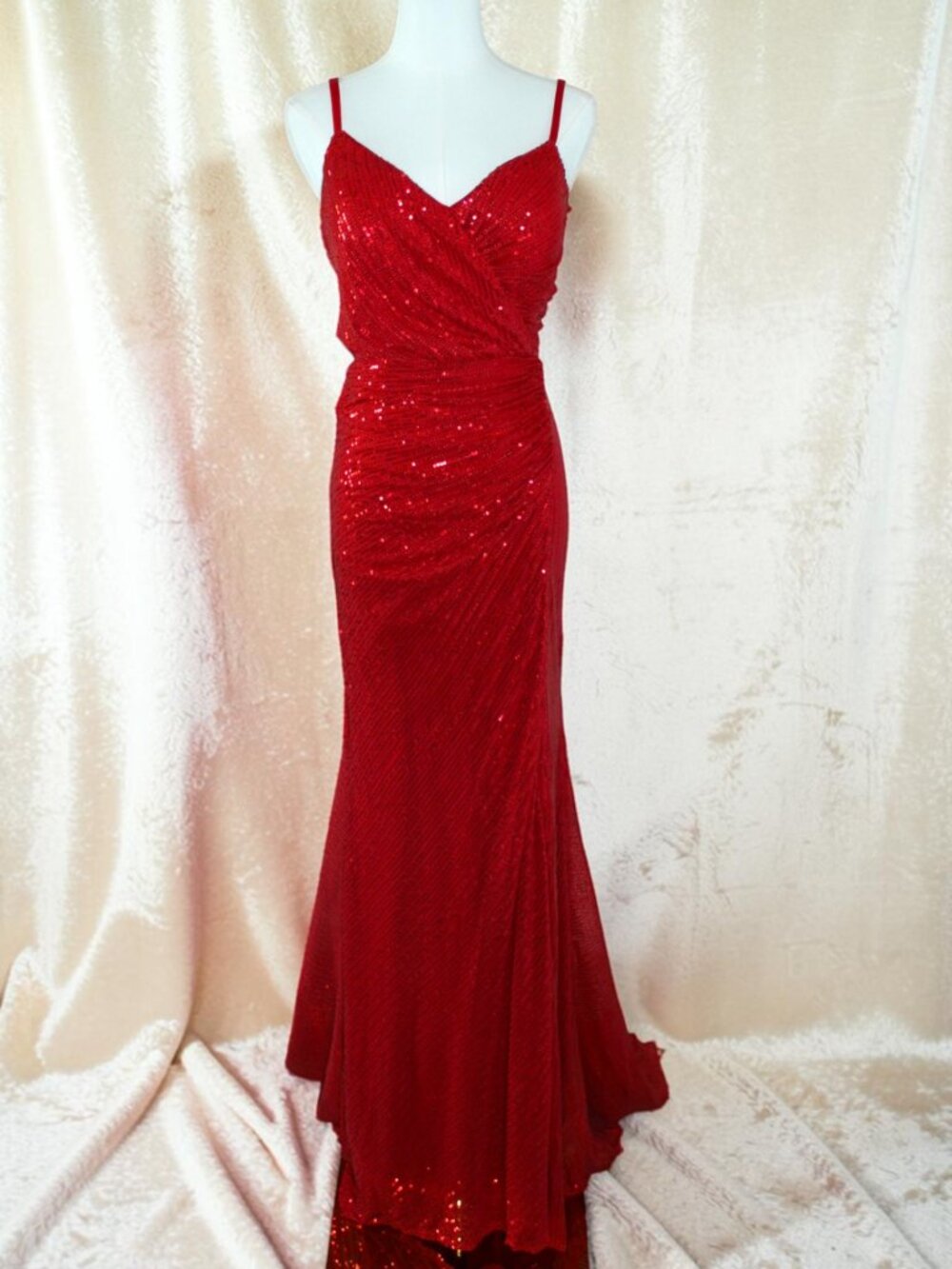 Red Sequin Evening Gown